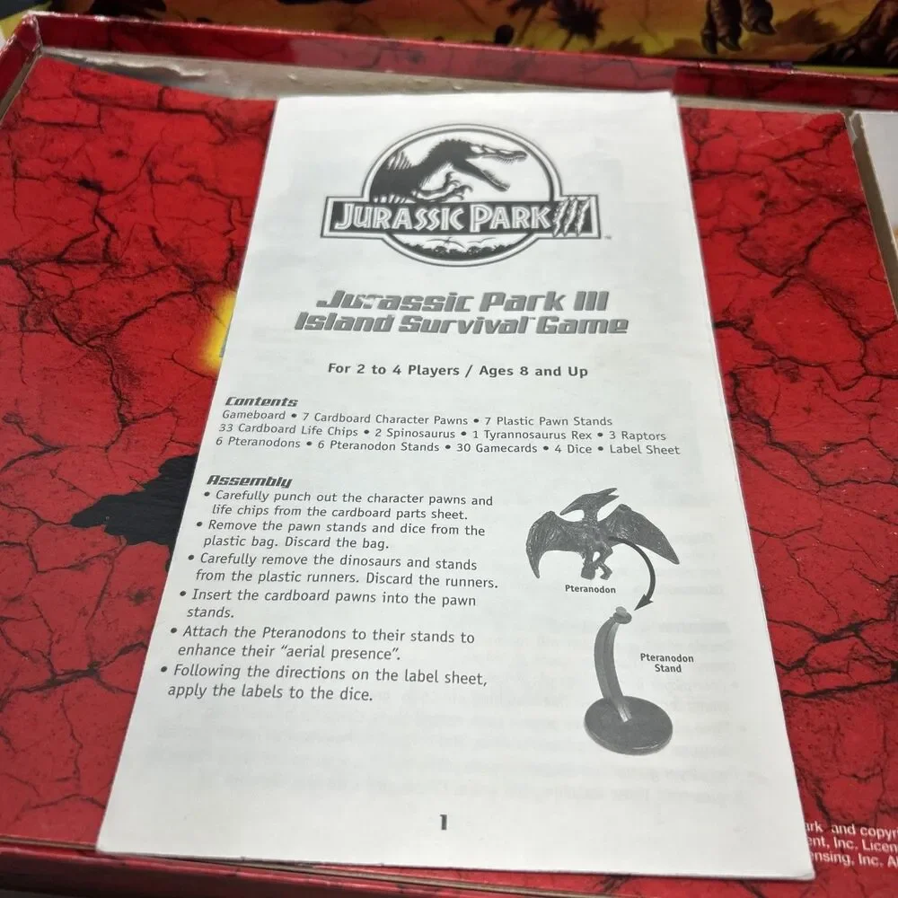 JURASSIC PARK III 3 Island‎ Survival Board Game (98% Complete) Vintage